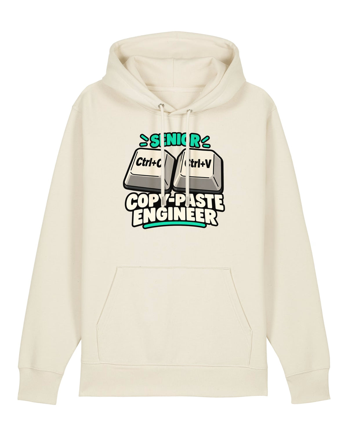 White hoodie with Ctrl+C and Ctrl+V keys with "SENIOR COPY-PASTE ENGINEER"