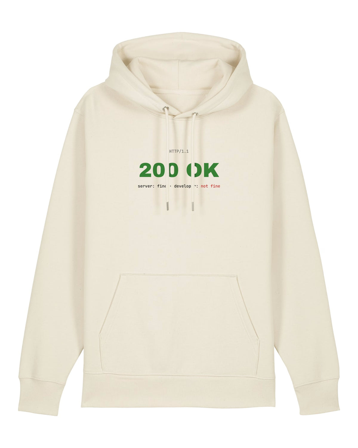 White hoodie with HTTP "200 OK" status with "developer: not fine"