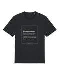Black t-shirt with dictionary definition of "Promptstitute"