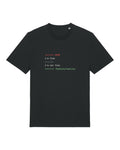 Black t-shirt with git merge conflict between "i'm fine" and "i'm not fine"