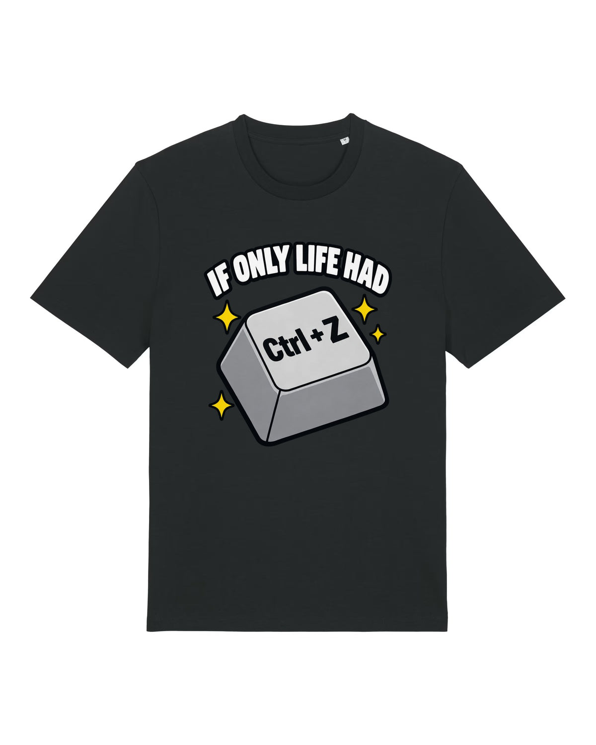 Black t-shirt with glowing Ctrl+Z key with "IF ONLY LIFE HAD Ctrl+Z"