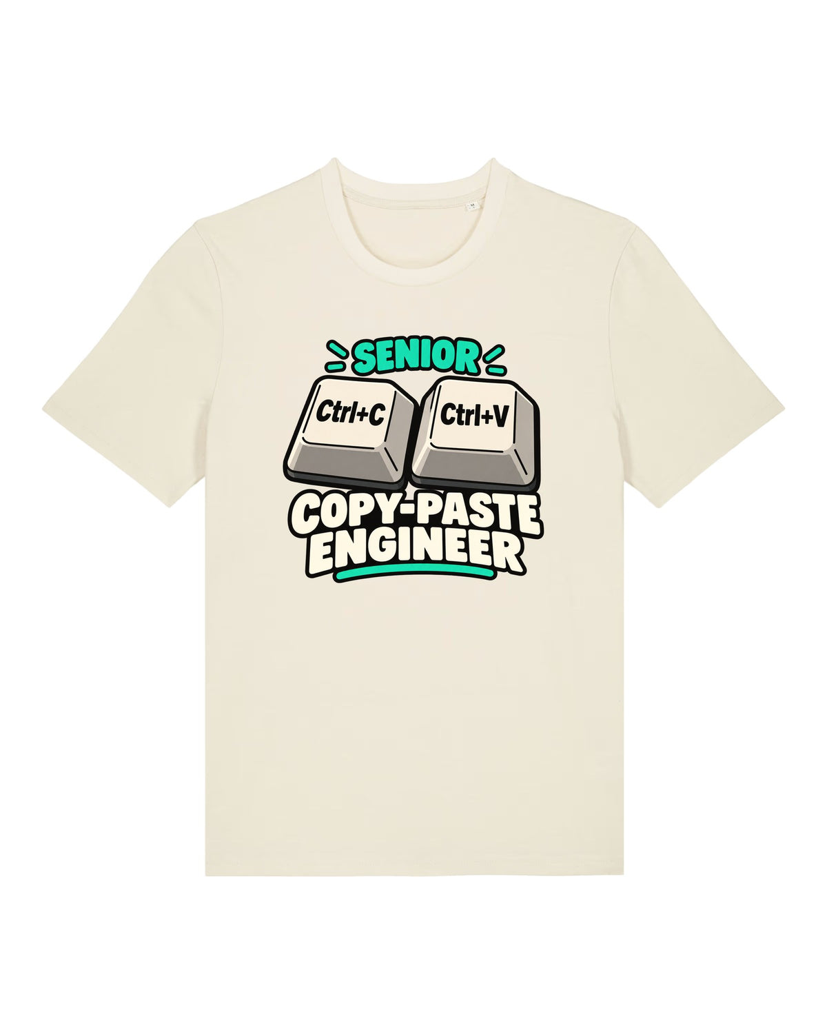 White t-shirt with Ctrl+C and Ctrl+V keys with "SENIOR COPY-PASTE ENGINEER"
